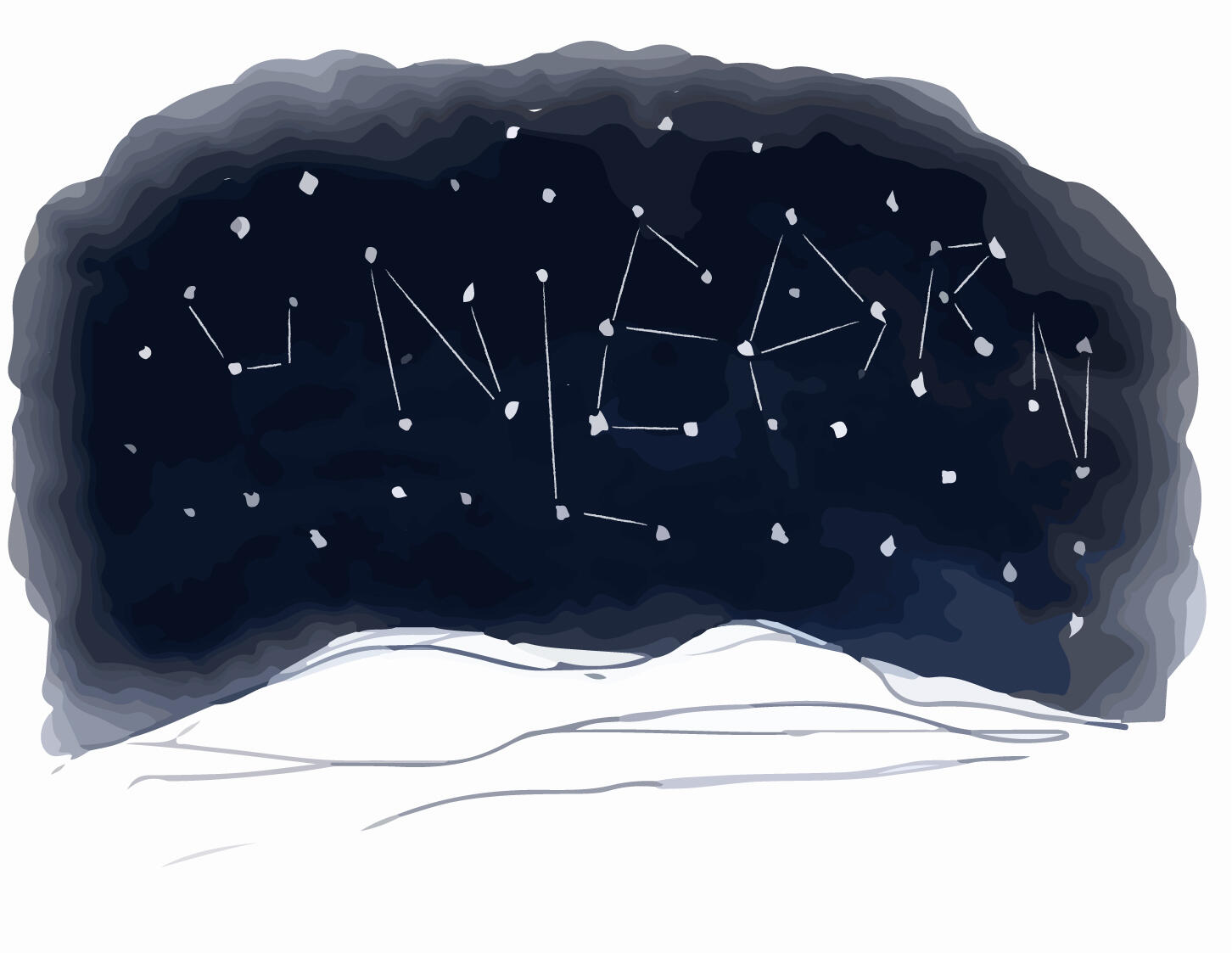 Night sky with written the word “Unlearn” as a constellation